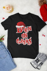 Born on Christmas T-Shirt Design with Santa Hat