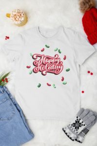 Colorful Happy Holiday With Jelly Beans Christmas T-Shirt